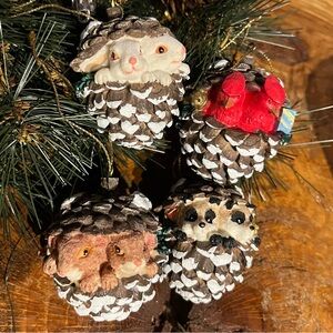 Set of four woodland critters ornaments
